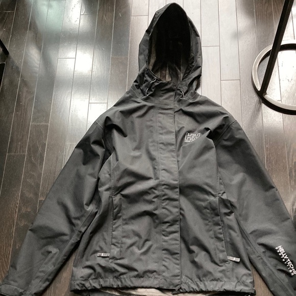 Helly Hansen black rain jacket with hoodie , size S - Picture 1 of 3